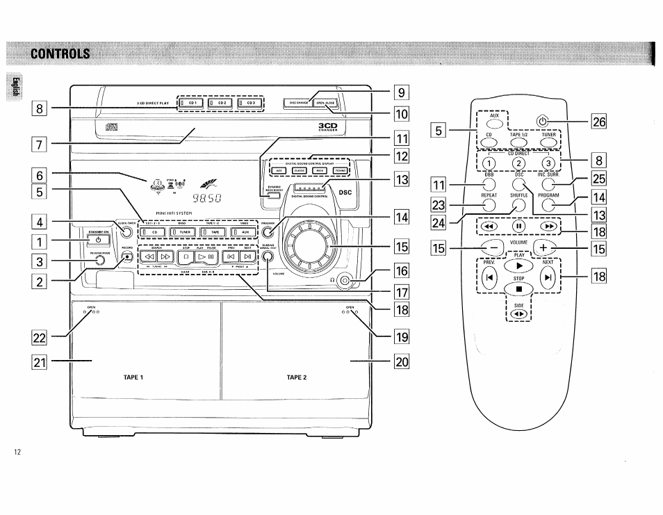 Controls, Controls -13 | Philips FW 72C User Manual | Page 12 / 74