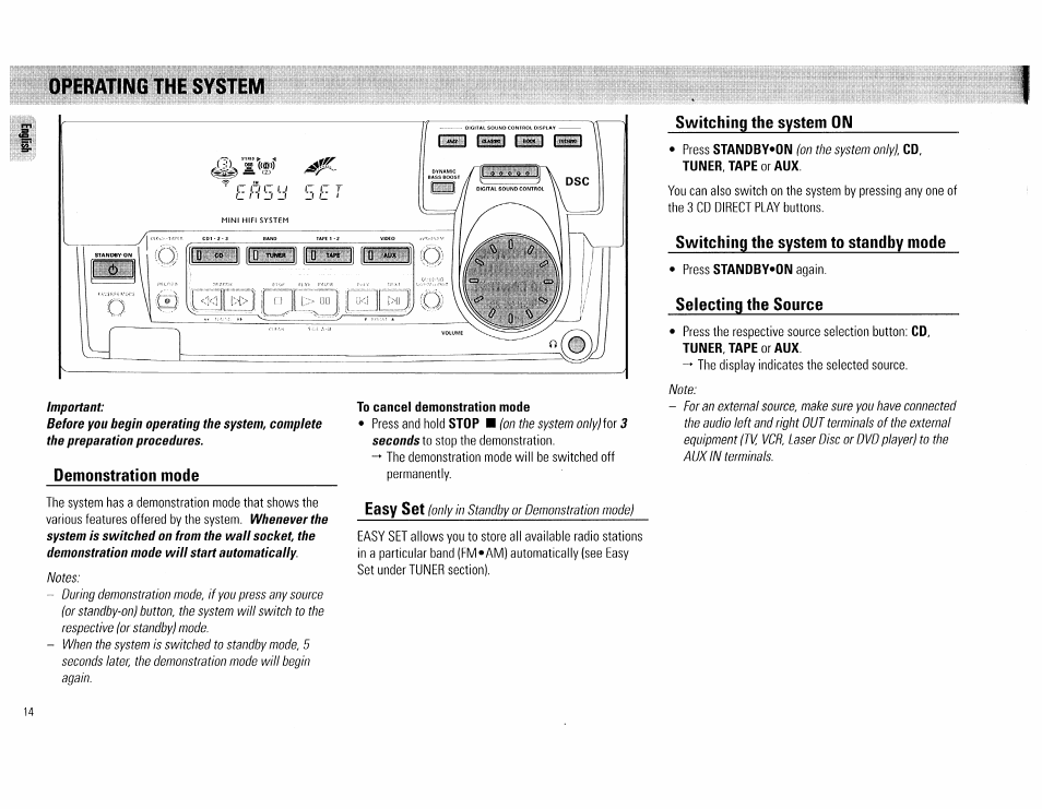 Operating the system, Operating the system -15 | Philips FW 72C User Manual | Page 14 / 74