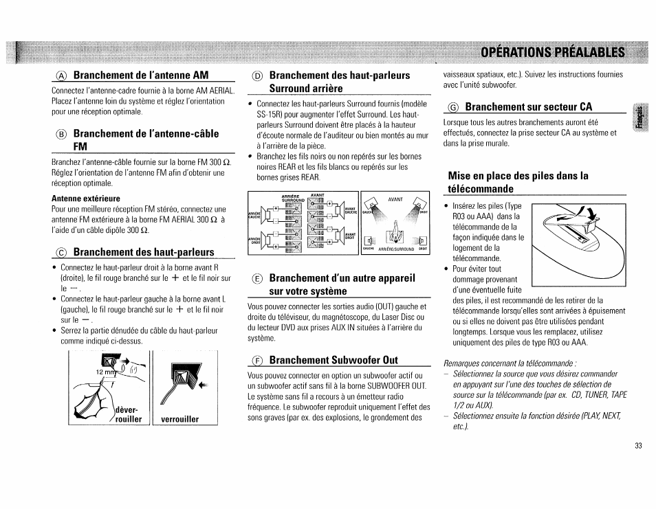 Opérations préalables, Antenne extérieure, Opérations préalables -33 | Philips FW 72C User Manual | Page 33 / 74