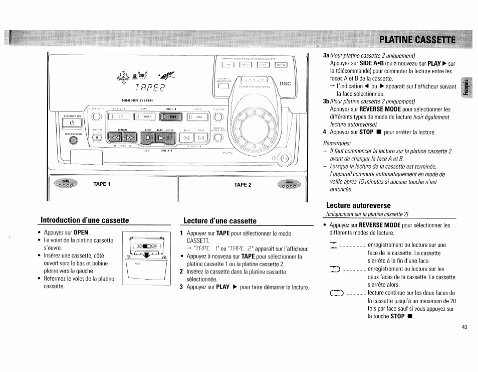 Platine cassehe, Platine cassette -44 | Philips FW 72C User Manual | Page 43 / 74