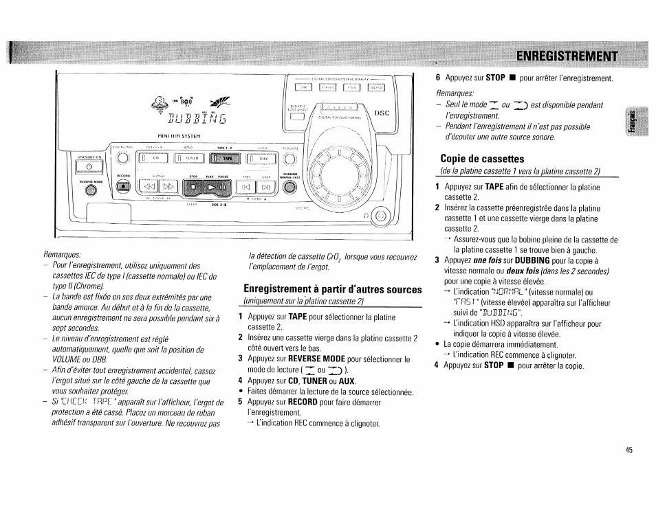 Enregis1kement, Enregistrement -46 | Philips FW 72C User Manual | Page 45 / 74