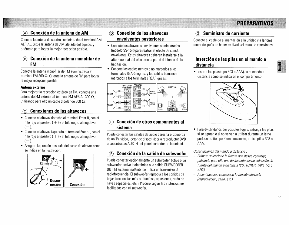 Preparativos | Philips FW 72C User Manual | Page 57 / 74