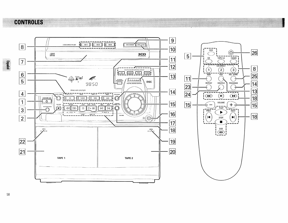 Controles, Controles -59 | Philips FW 72C User Manual | Page 58 / 74