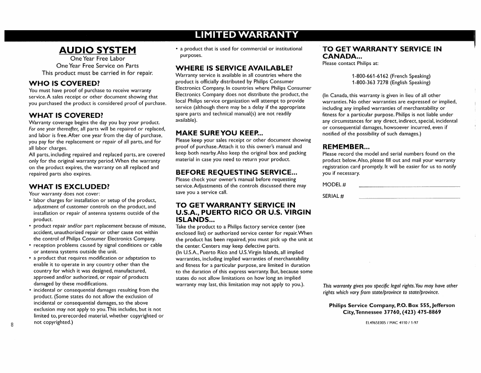 Philips FW 72C User Manual | Page 8 / 74