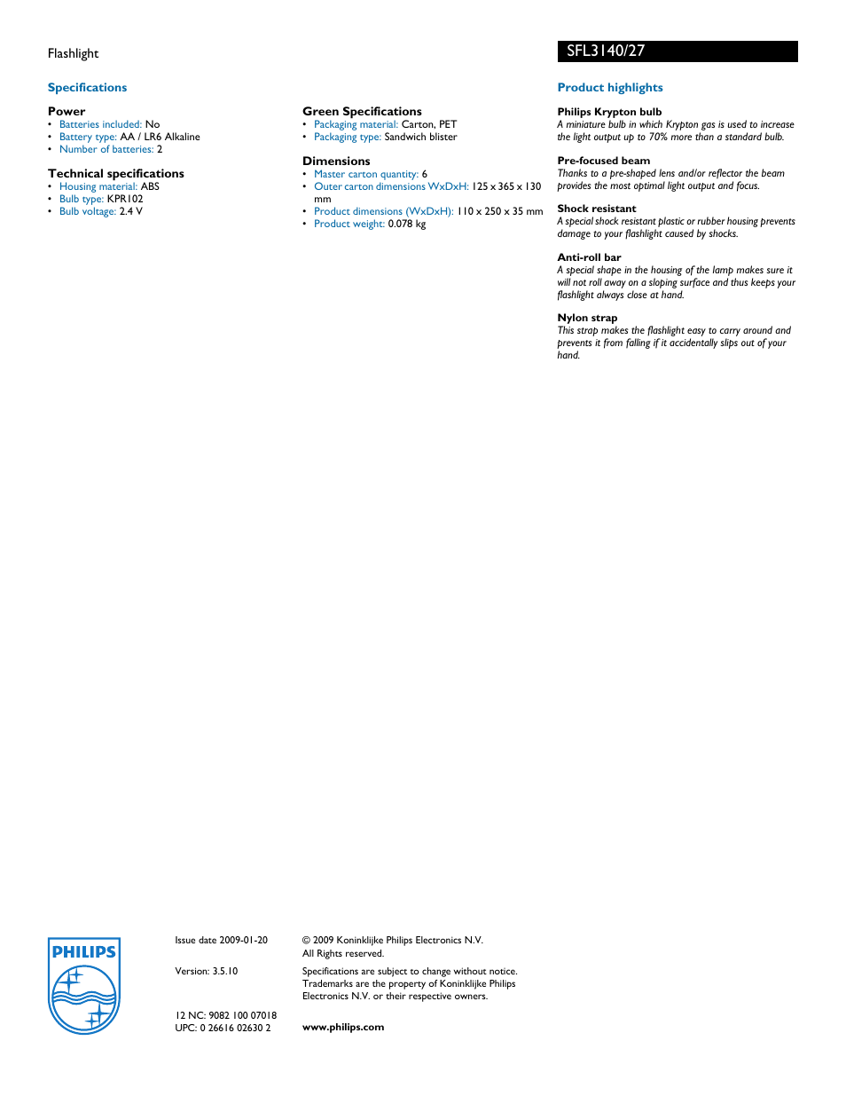 Philips SFL3140 User Manual | Page 2 / 2