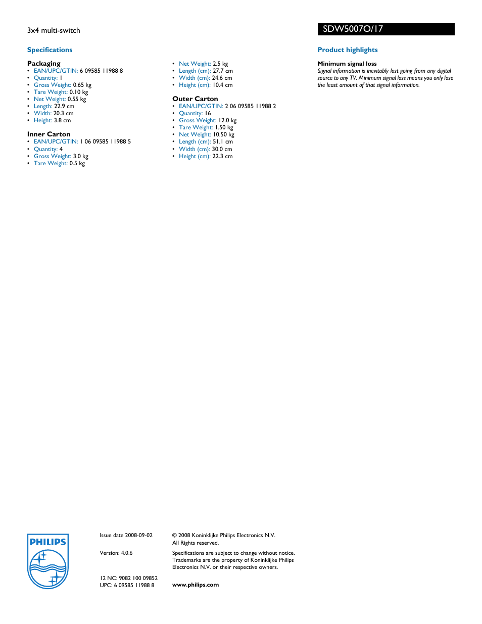 Philips SDW5007O User Manual | Page 2 / 2