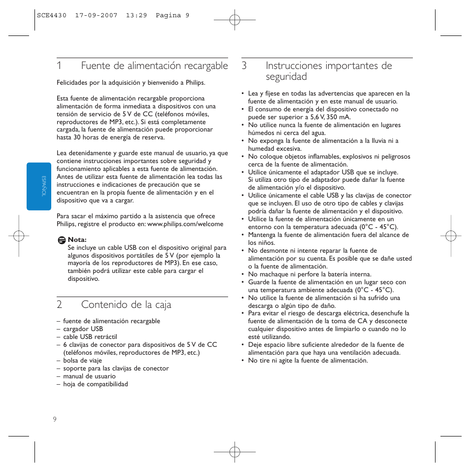 Philips Power2Go SCE4430 User Manual | Page 9 / 61