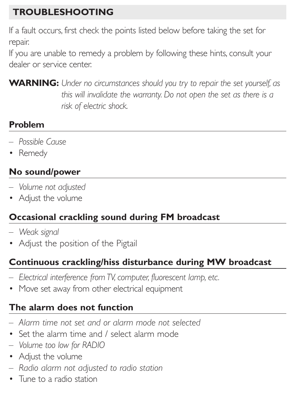 Philips AJ3122 User Manual | Page 9 / 11