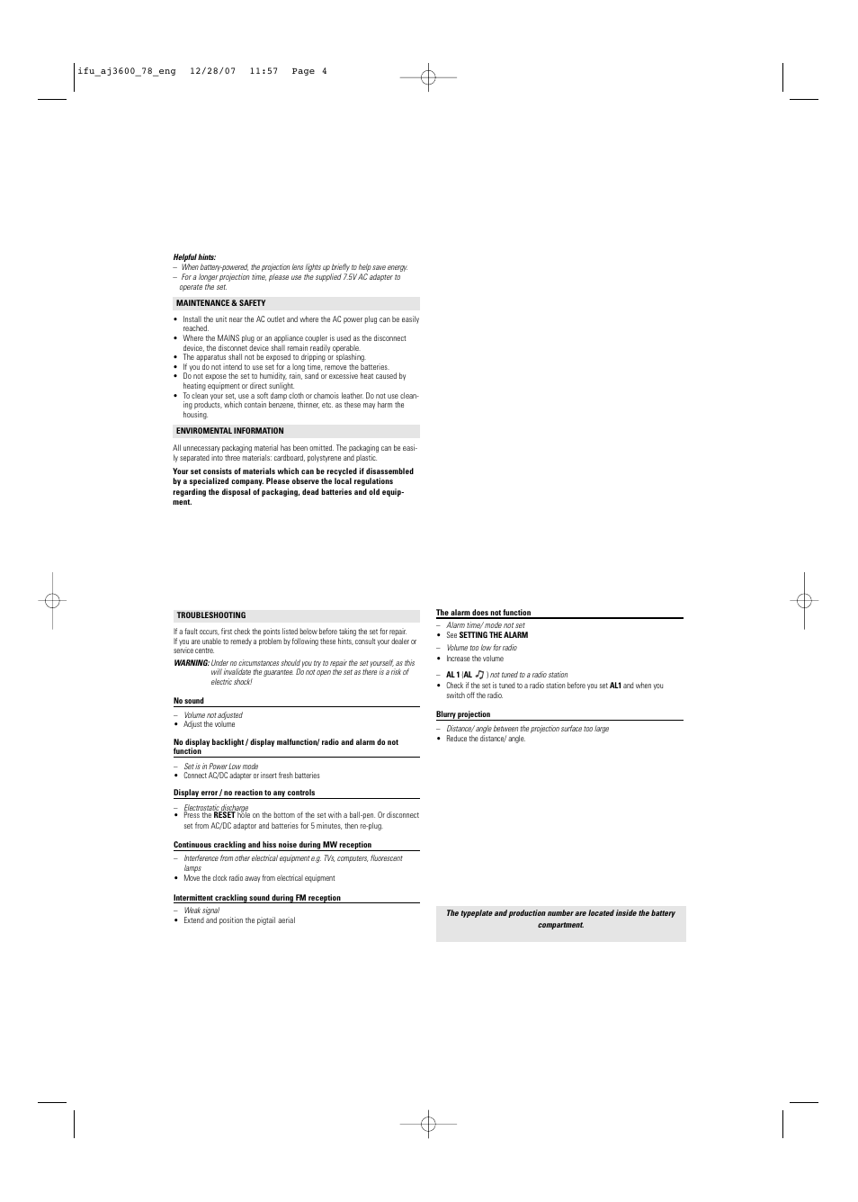 Philips AJ3600 User Manual | Page 4 / 4