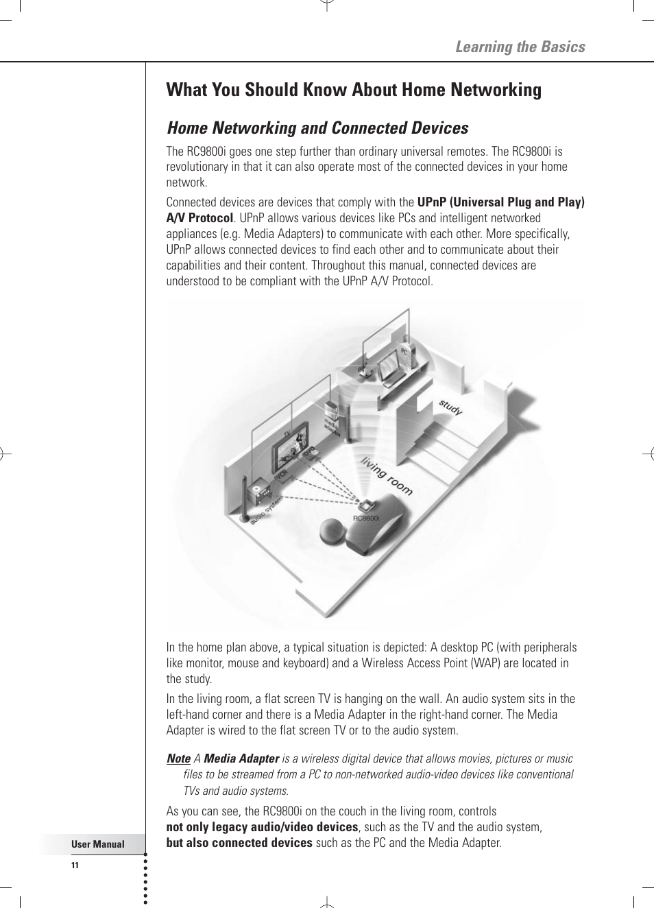 What you should know about home networking, Home networking and connected devices, Learning the basics | Philips RC 9800i User Manual | Page 11 / 62