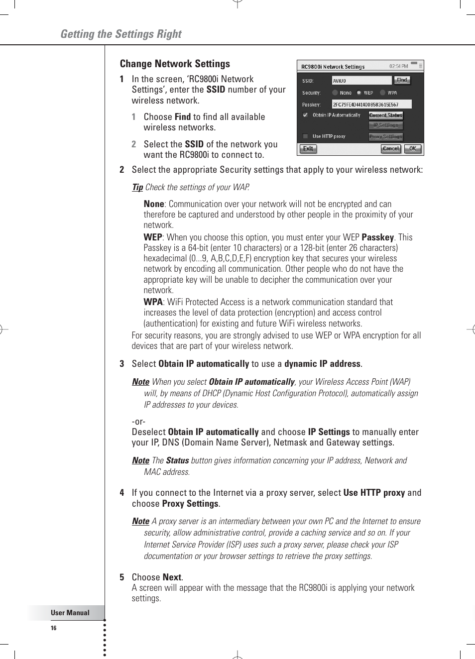 Getting the settings right | Philips RC 9800i User Manual | Page 16 / 62