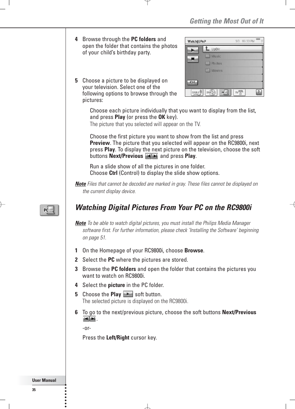 Getting the most out of it | Philips RC 9800i User Manual | Page 35 / 62