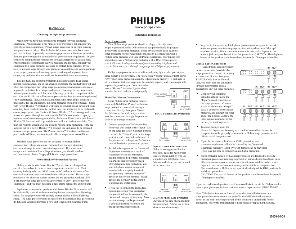 Philips SPP2284WA User Manual | 2 pages