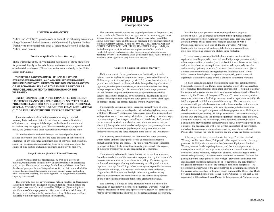 Philips SPP2284WA User Manual | Page 2 / 2