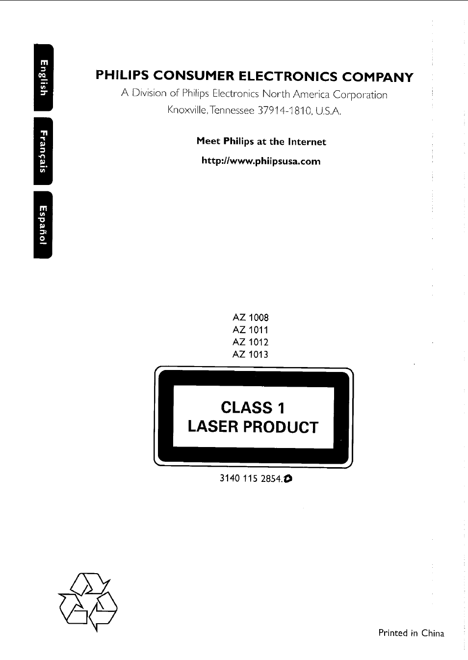 Philips consumer electronics company | Philips AZ 1011 User Manual | Page 42 / 42