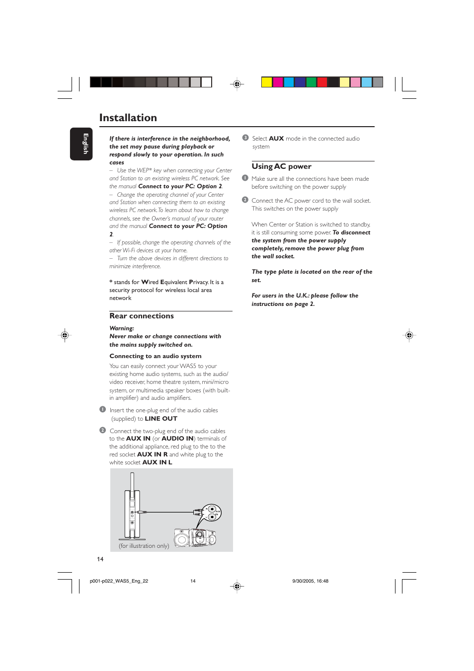 Installation | Philips WAS5 User Manual | Page 14 / 22