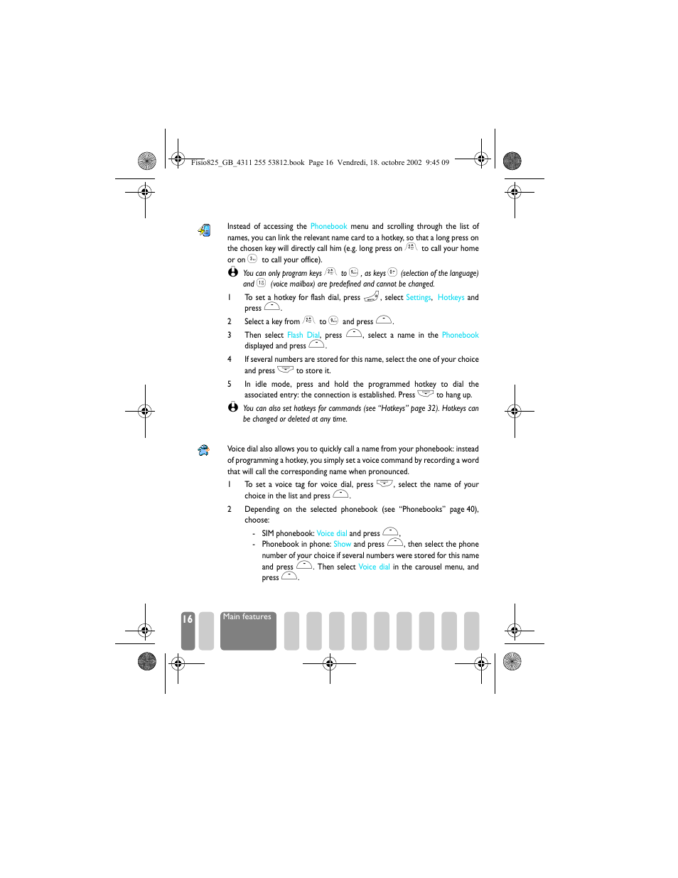 Flash dial, Voice dial, Flash dial voice dial | Philips Fisio 825 User Manual | Page 18 / 99