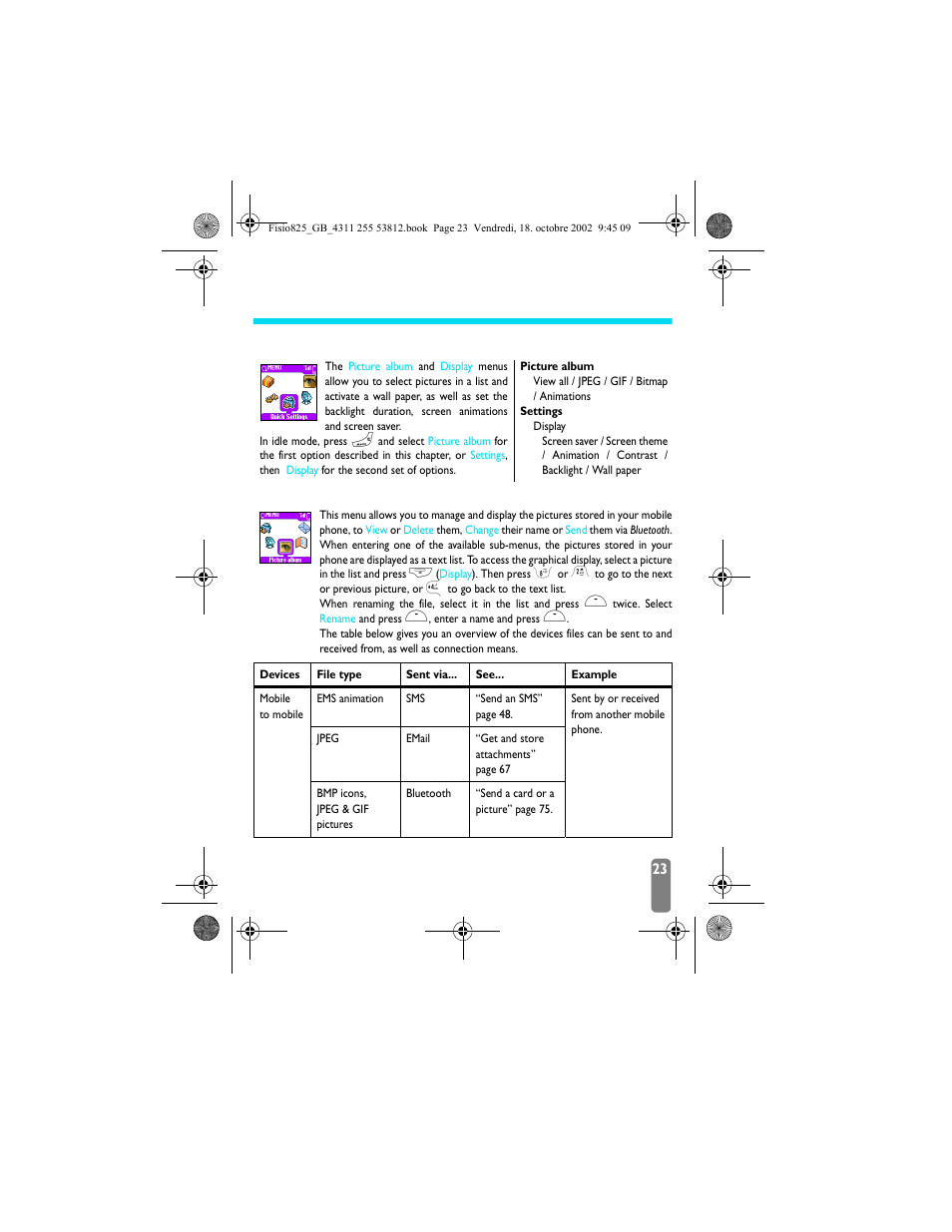 4 • display & pictures, Introduction, Picture album | Display & pictures, Introduction picture album, Picture album p23, Display p23 | Philips Fisio 825 User Manual | Page 25 / 99