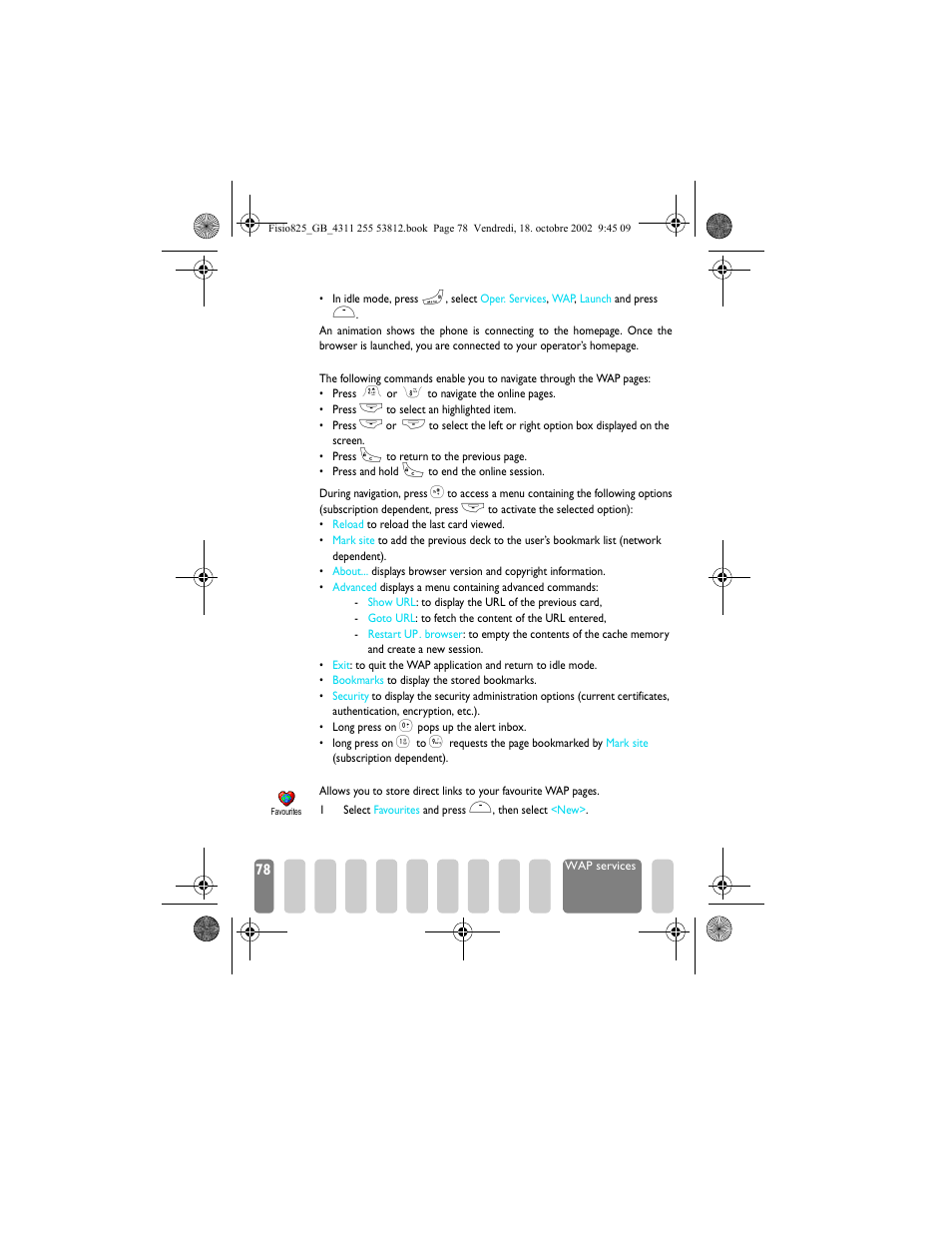 Browse, Favourites, Browse favourites | Philips Fisio 825 User Manual | Page 80 / 99