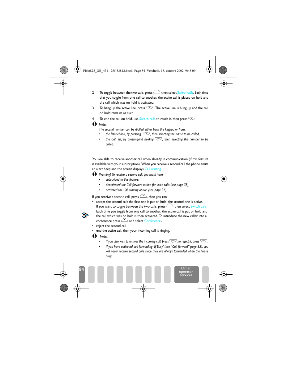 Answer a second call | Philips Fisio 825 User Manual | Page 86 / 99