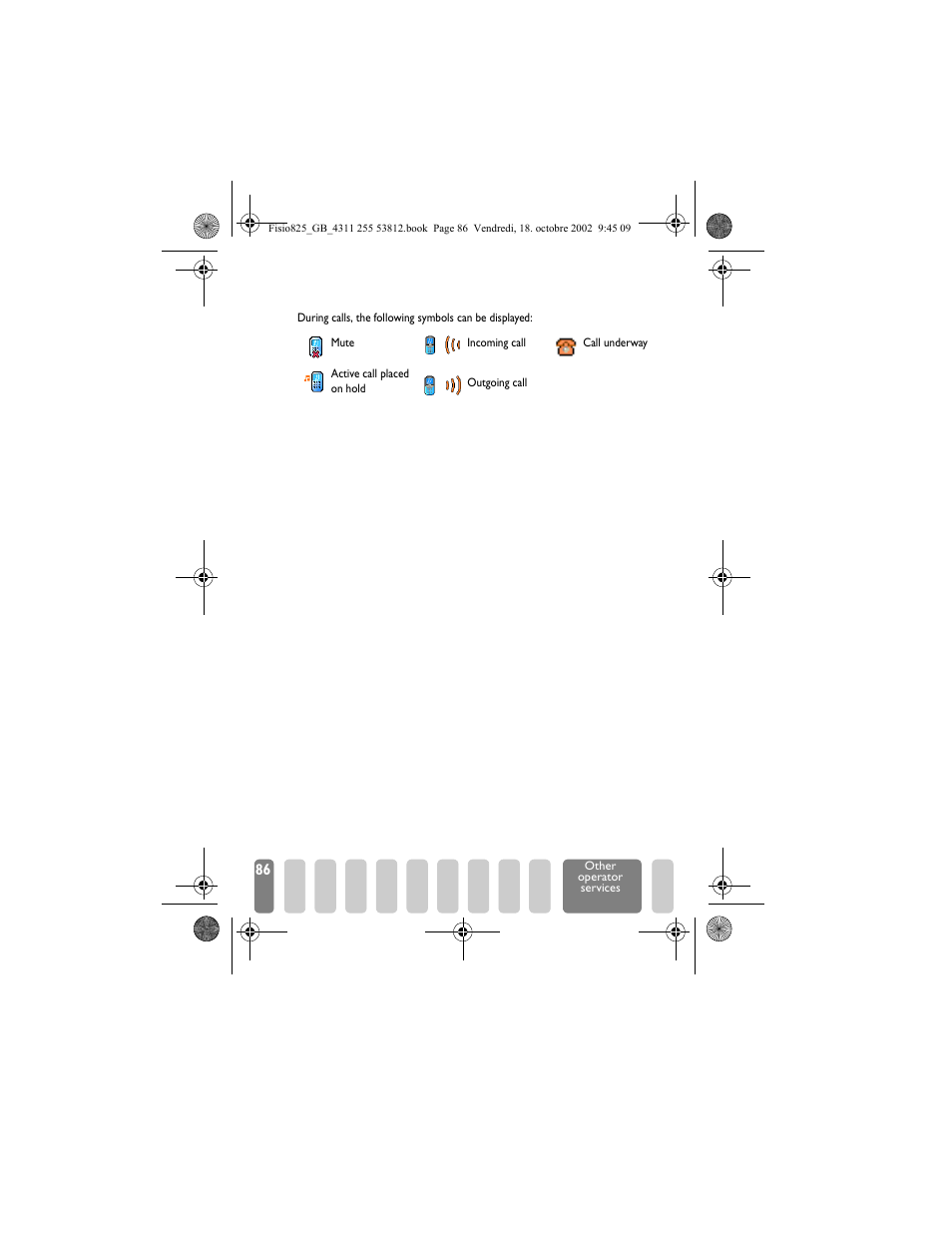 In-call symbols | Philips Fisio 825 User Manual | Page 88 / 99