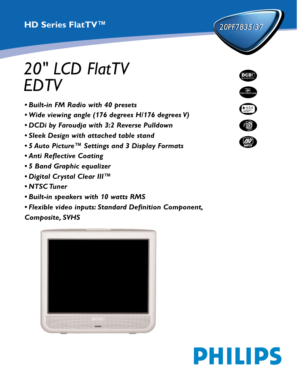 Philips 20PF7837 User Manual | 2 pages