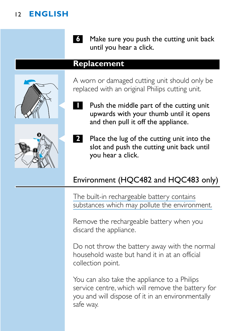 Philips HQC483 User Manual | Page 10 / 108