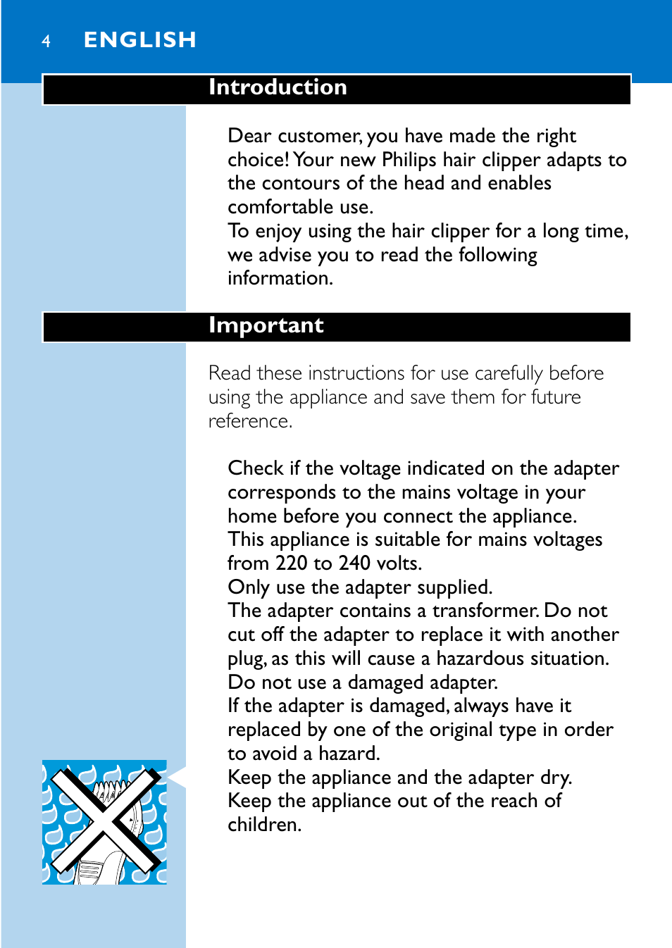 English 4 | Philips HQC483 User Manual | Page 2 / 108