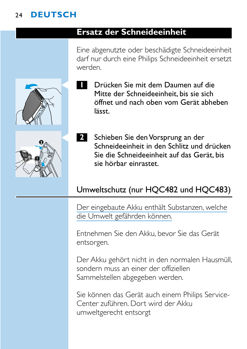 Philips HQC483 User Manual | Page 22 / 108
