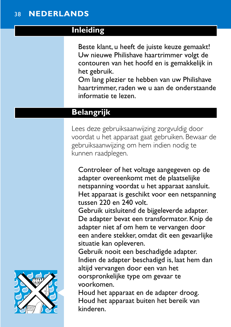 Nederlands 38 | Philips HQC483 User Manual | Page 36 / 108