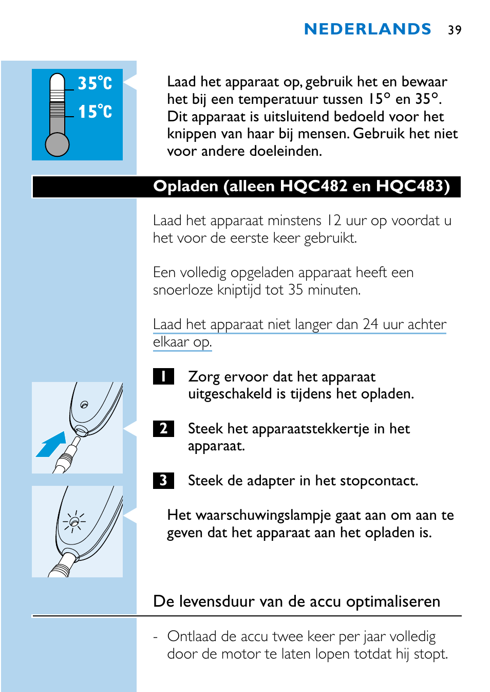 Philips HQC483 User Manual | Page 37 / 108