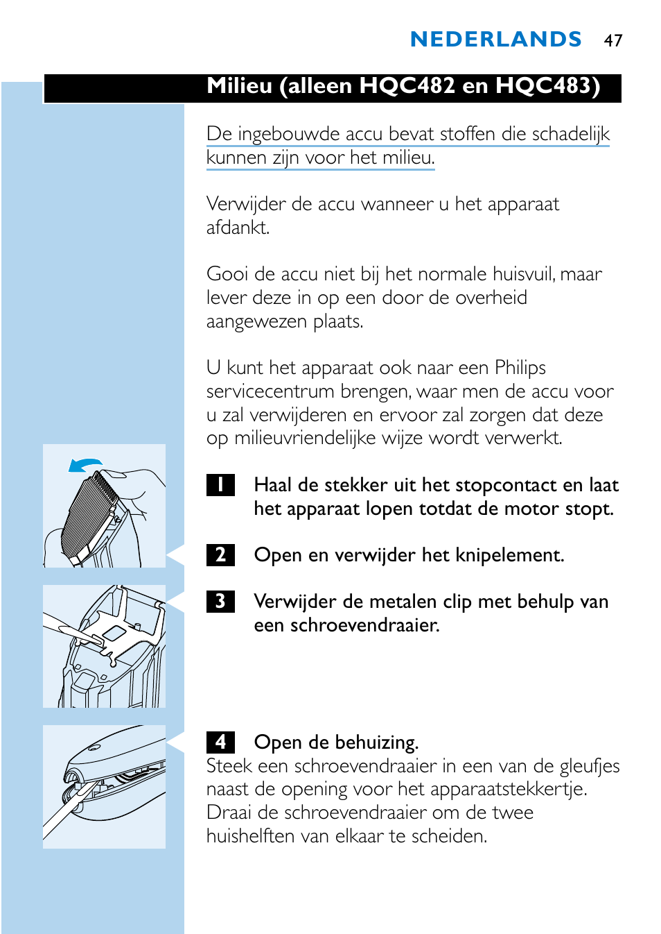 Philips HQC483 User Manual | Page 45 / 108