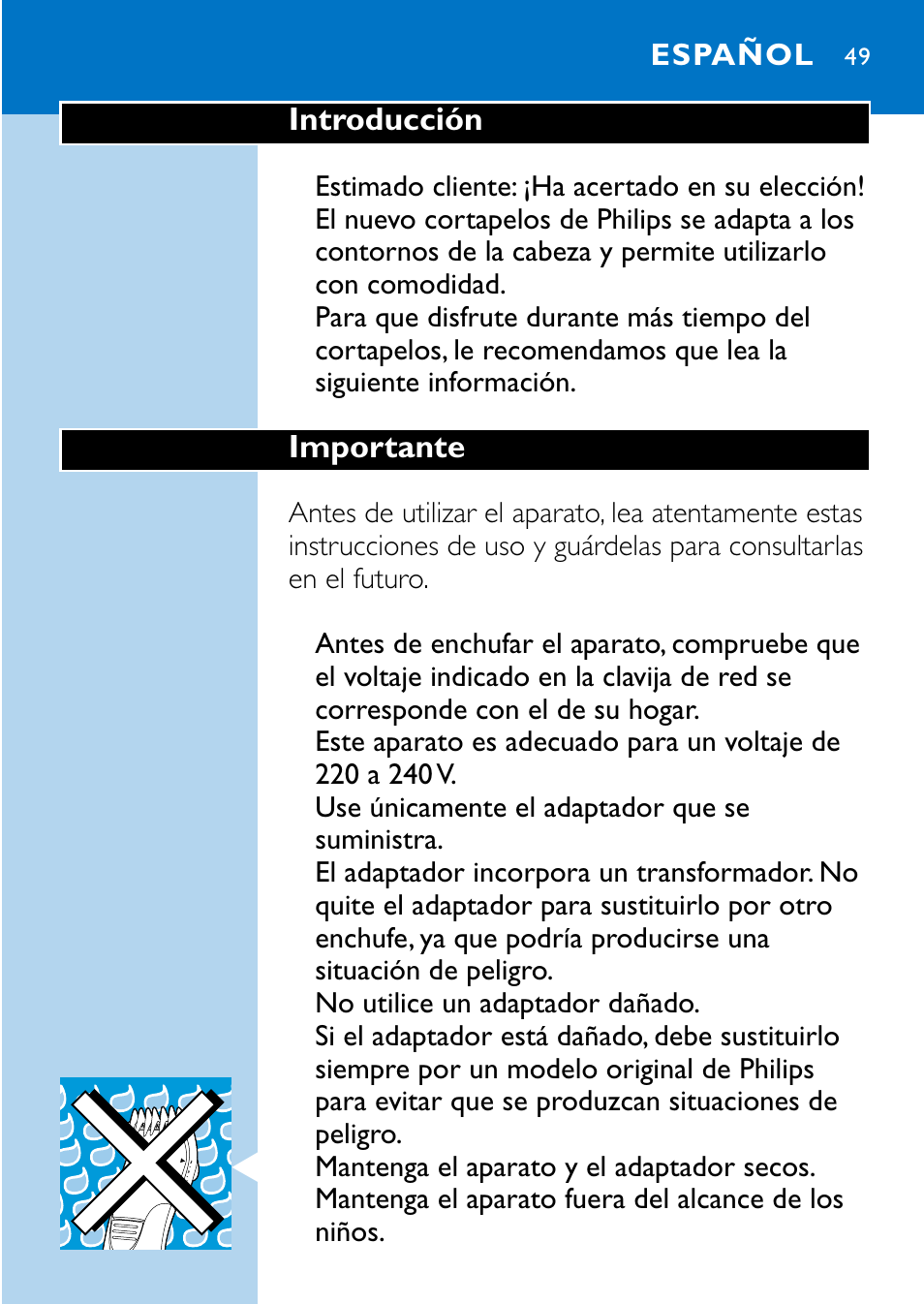 Español 49 | Philips HQC483 User Manual | Page 47 / 108