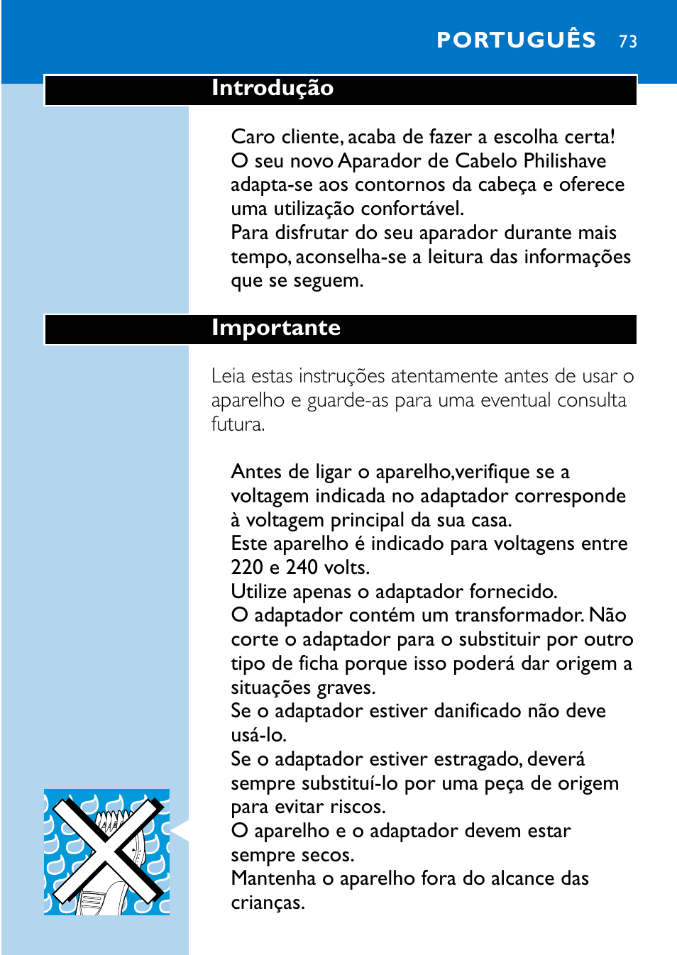 Português 73 | Philips HQC483 User Manual | Page 71 / 108