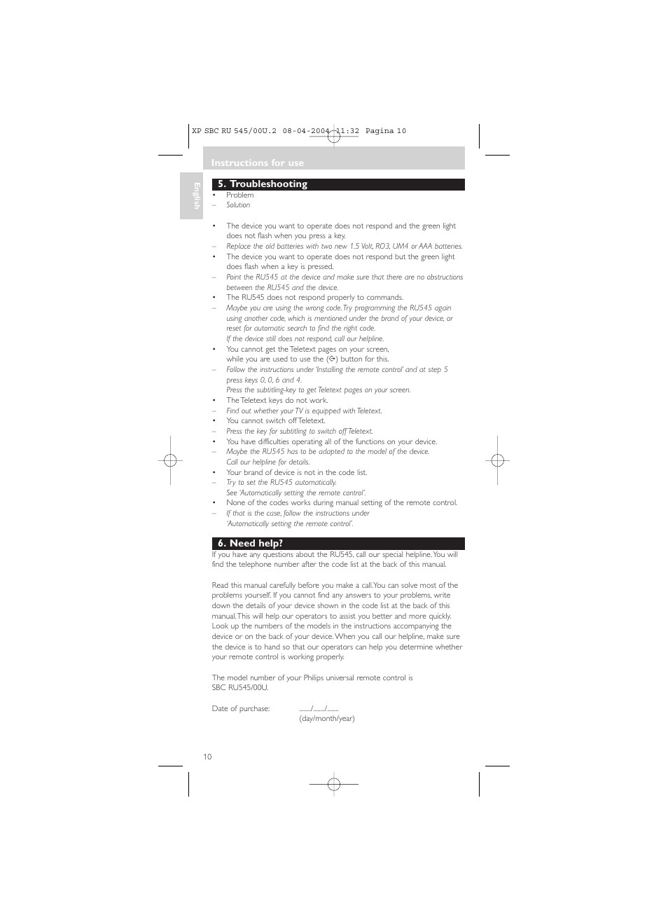 Philips SBC RU 00U User Manual | Page 10 / 92