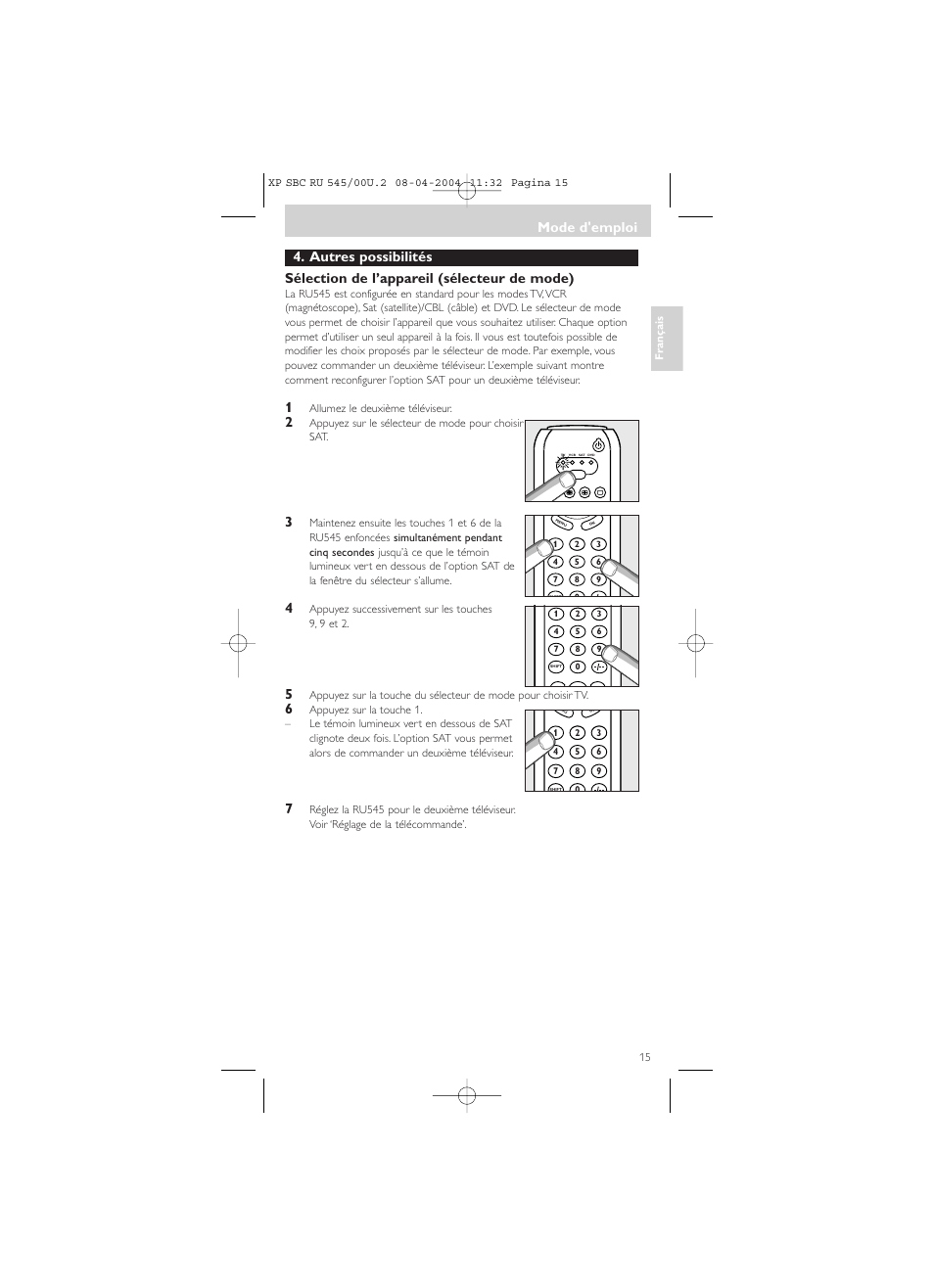 Mode d'emploi | Philips SBC RU 00U User Manual | Page 15 / 92