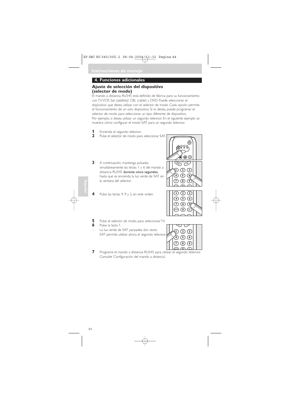 Instrucciones de manejo | Philips SBC RU 00U User Manual | Page 44 / 92