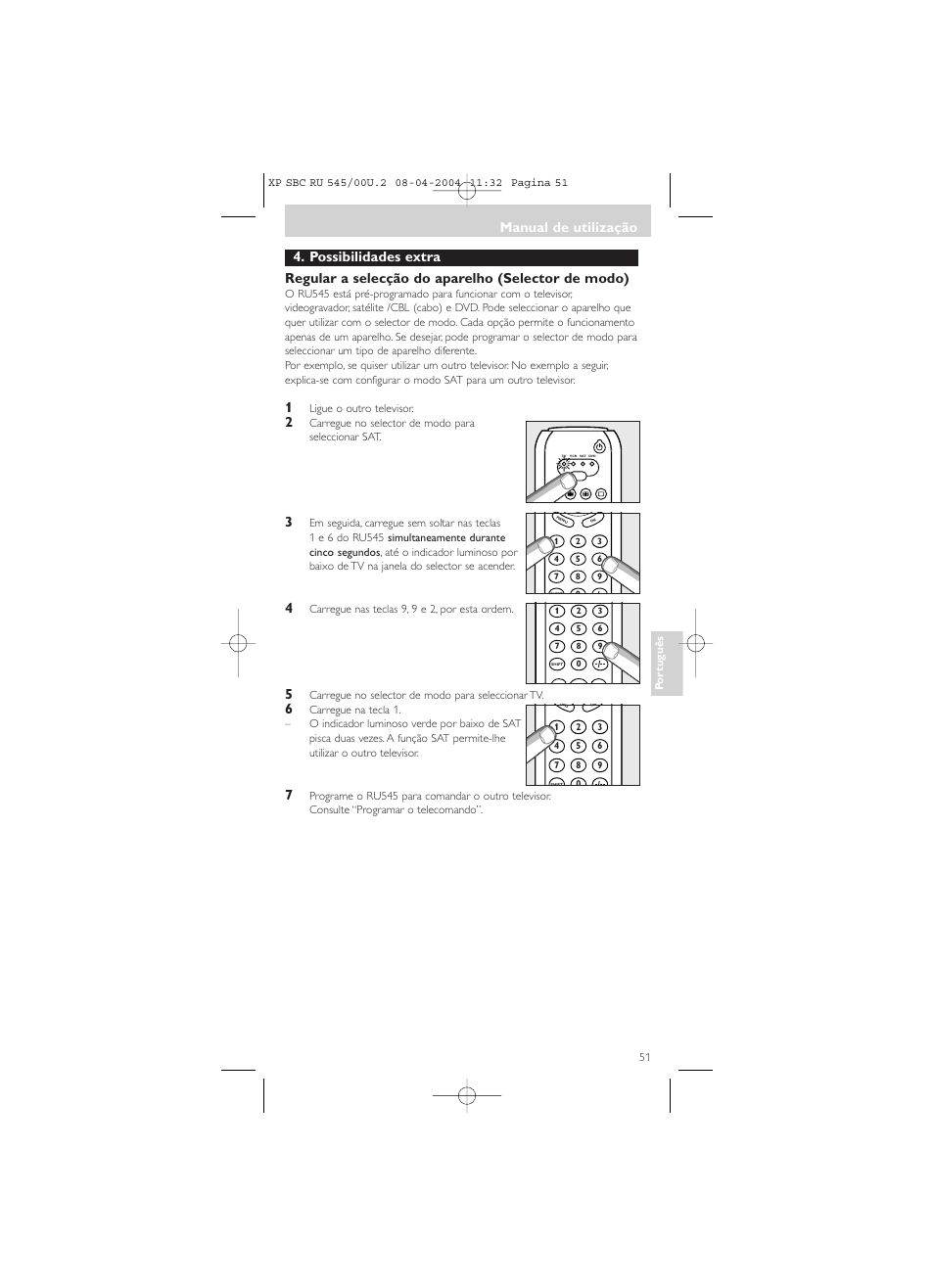 Manual de utilização | Philips SBC RU 00U User Manual | Page 51 / 92