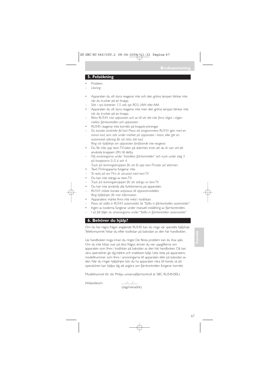 Philips SBC RU 00U User Manual | Page 67 / 92