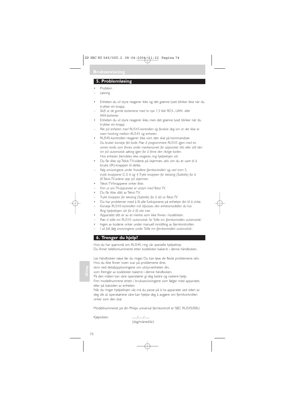 Philips SBC RU 00U User Manual | Page 74 / 92