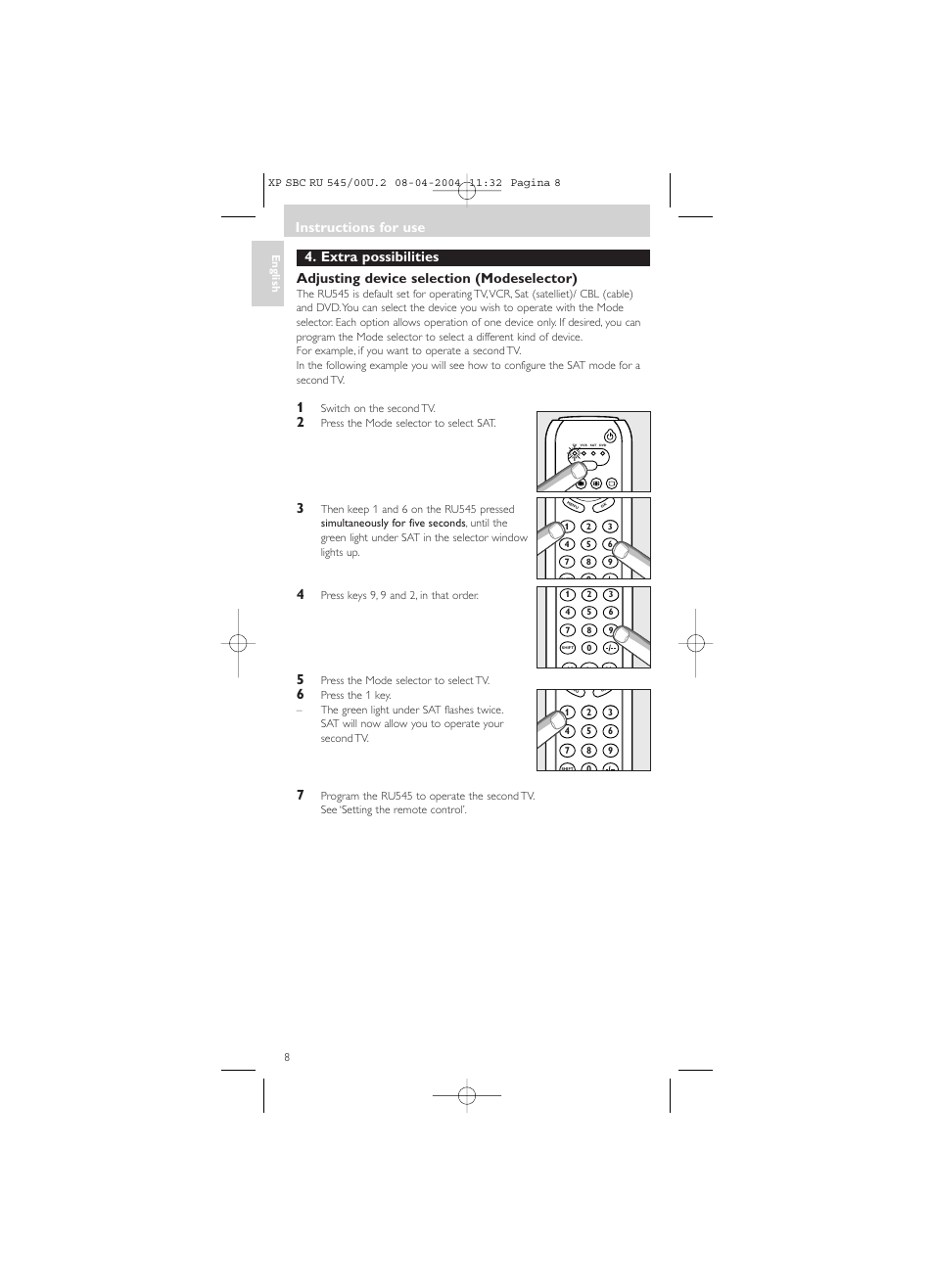 Instructions for use | Philips SBC RU 00U User Manual | Page 8 / 92