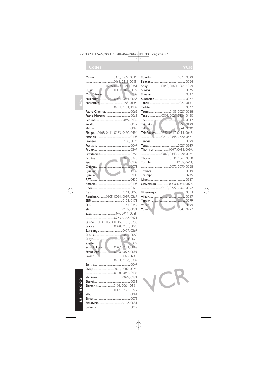 Philips SBC RU 00U User Manual | Page 86 / 92