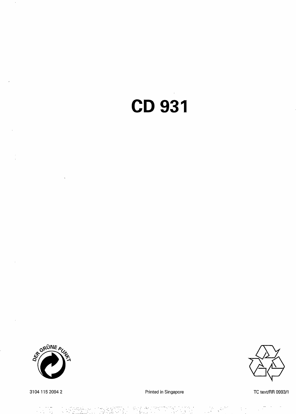 Cd 931 | Philips CD 931 User Manual | Page 14 / 14