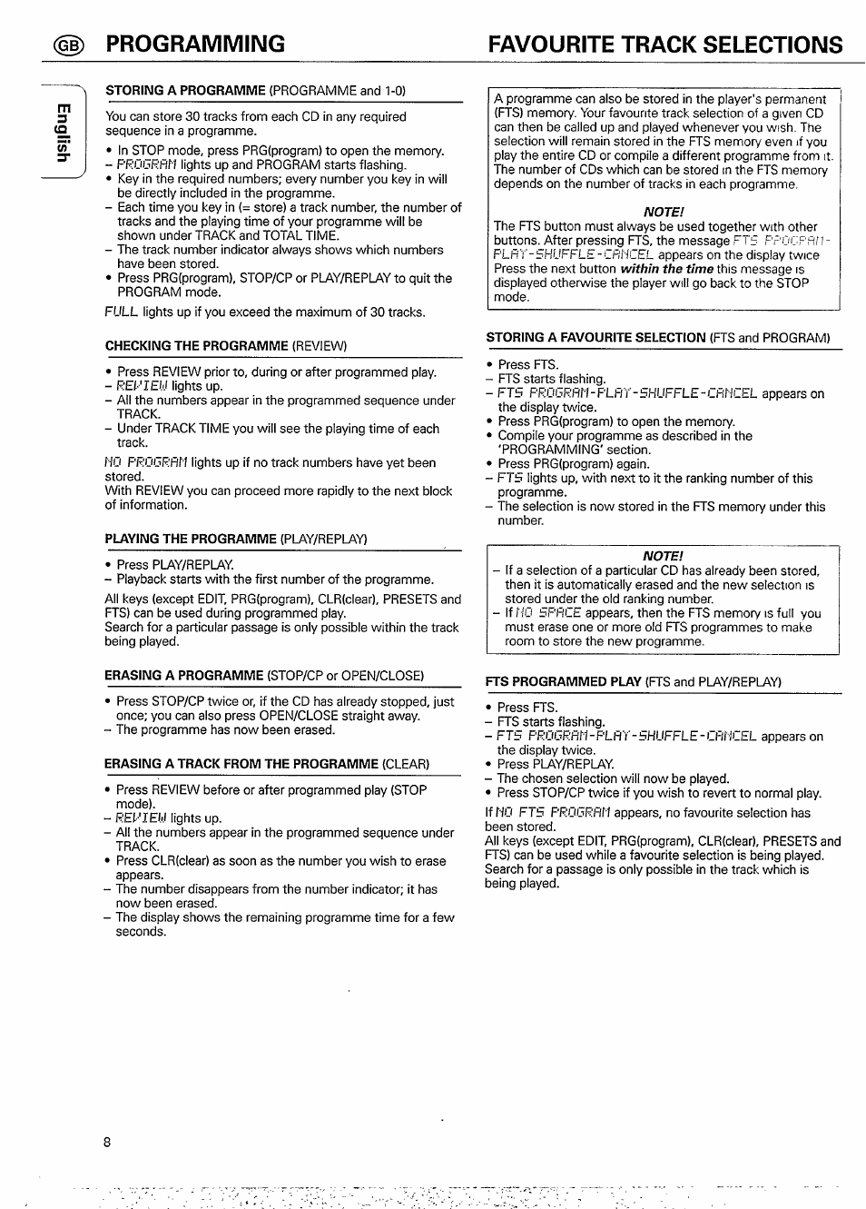 Favourite track selections, Checking the programme (review), Erasing a track from the programme (clear) | Gd programming favourite track selections | Philips CD 931 User Manual | Page 8 / 14