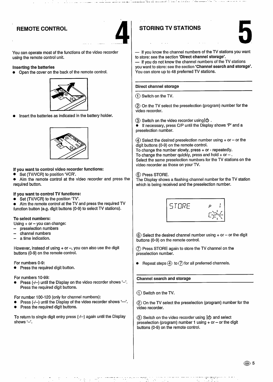 Remote control, Storing tv stations | Philips VR6293 User Manual | Page 9 / 26