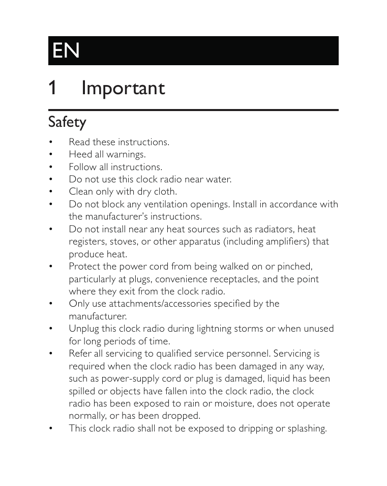1 important, Safety | Philips AJ3500 User Manual | Page 7 / 23