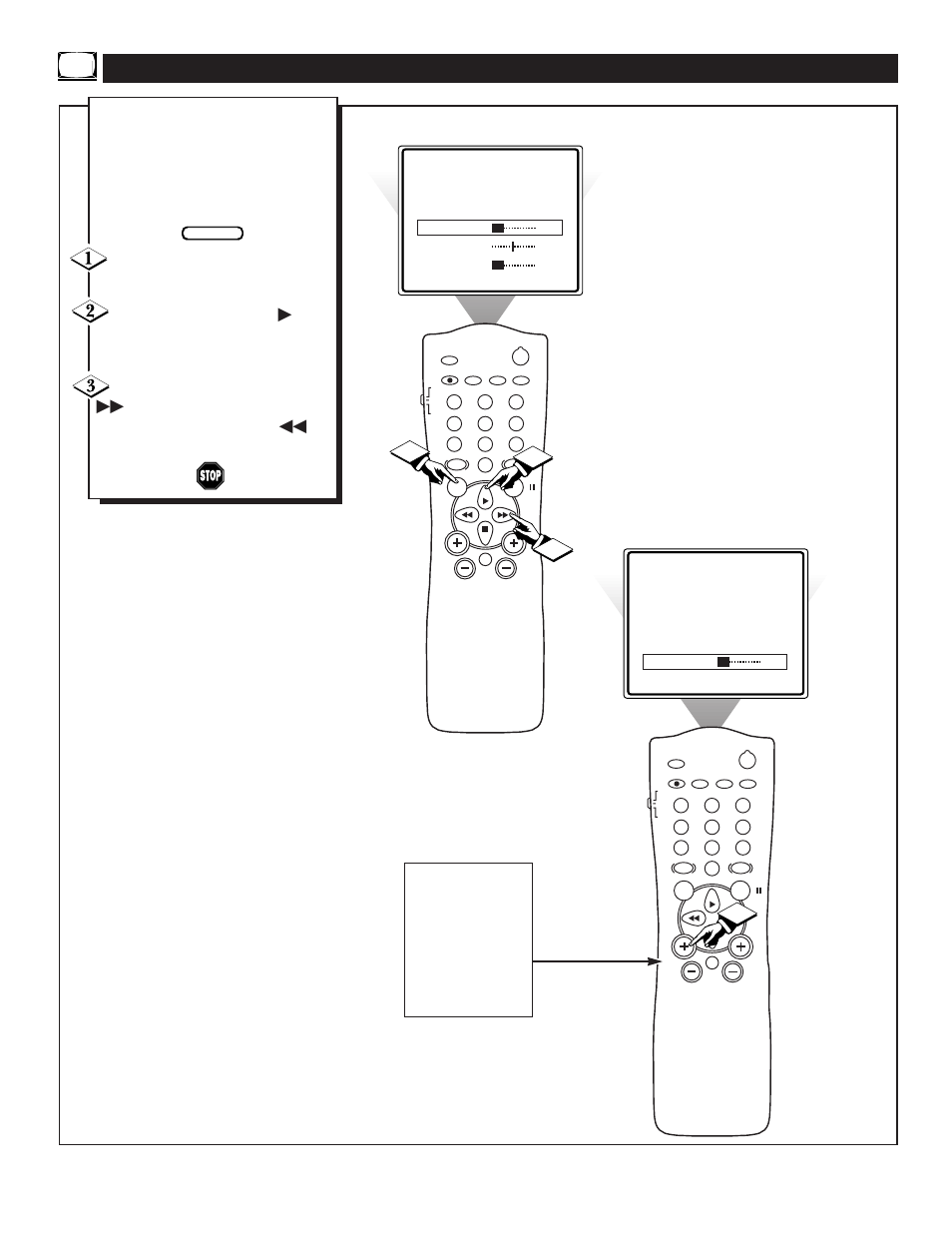 Tv v, Sing the, Olume | Ontrol, Or 1 3 2 1, Button to decrease the sound | Philips TS2575C1 User Manual | Page 14 / 40