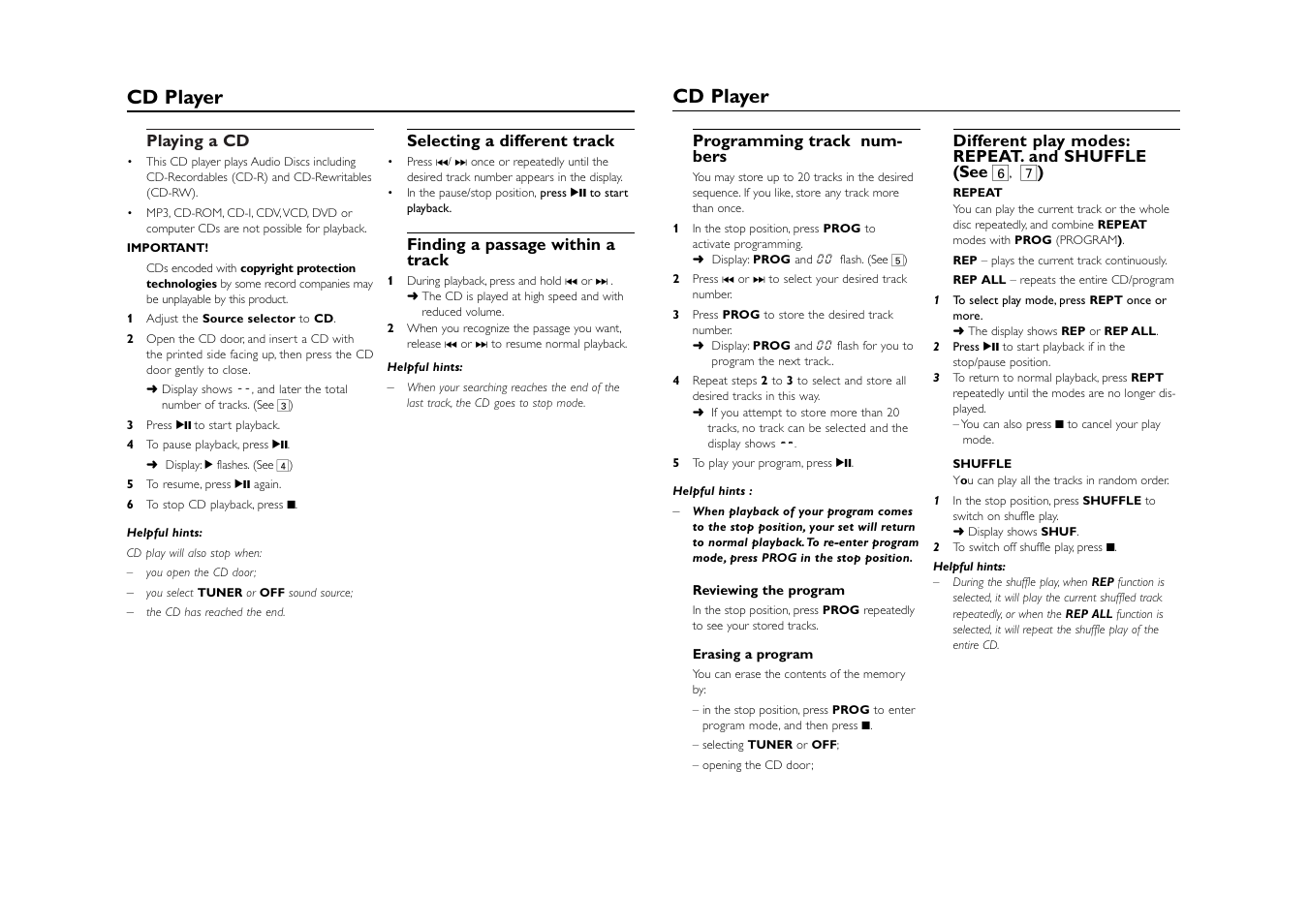 Cd player | Philips CD SOUNDMACHINE AZ1021 User Manual | Page 5 / 6