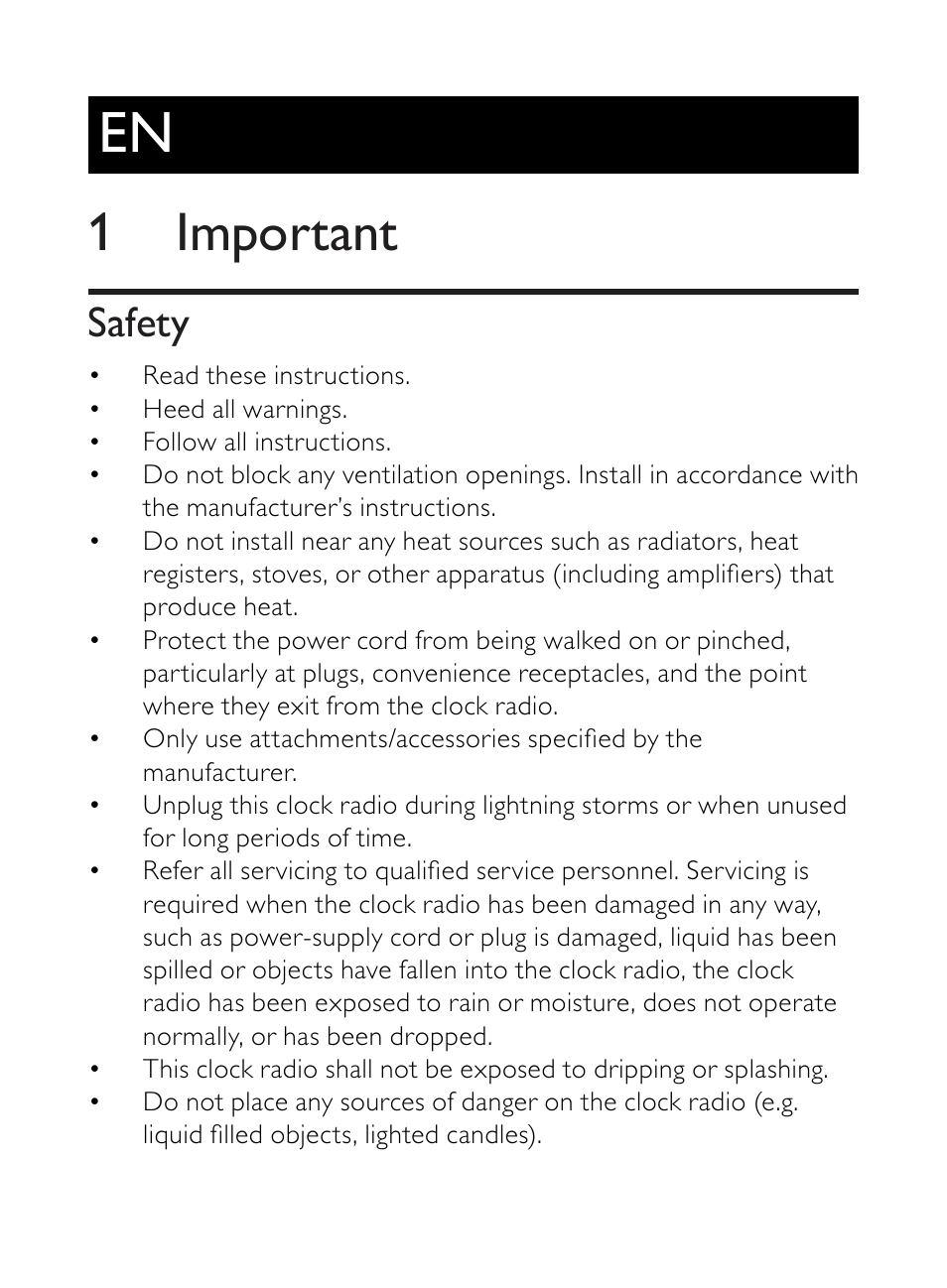 1 important, Safety | Philips AJ5000 User Manual | Page 8 / 22