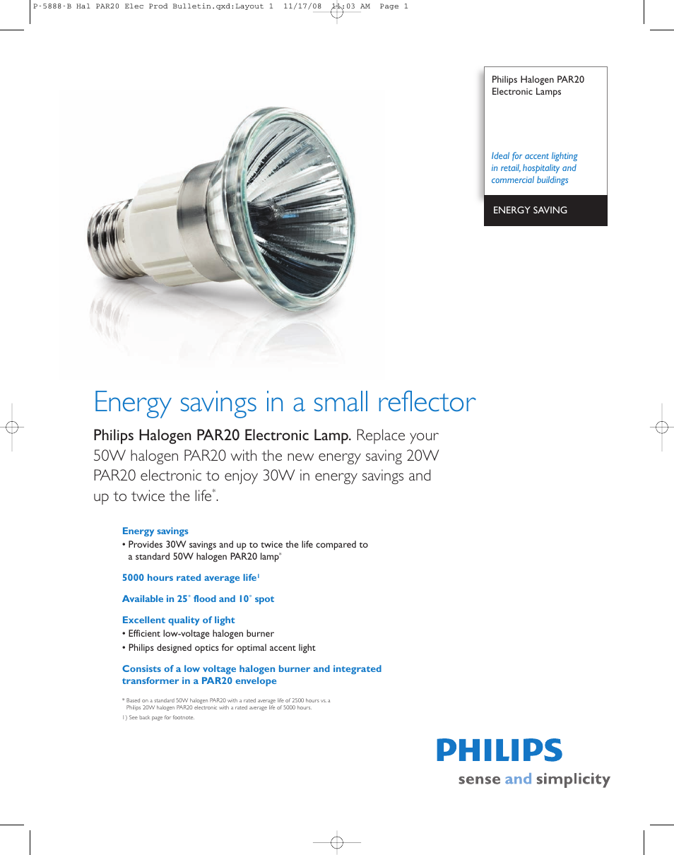 Philips PAR20 User Manual | 2 pages